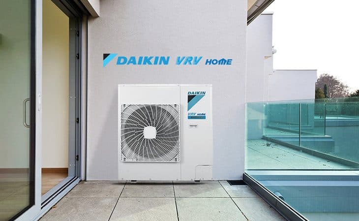 A Daikin outdoor unit on a terrace.