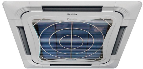 The Daikin FCC A-Series ceiling cassette, underside view.